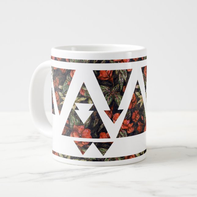 Blumendreiecke und -pfeile Jumbo-Tasse (Vorderseite Links)