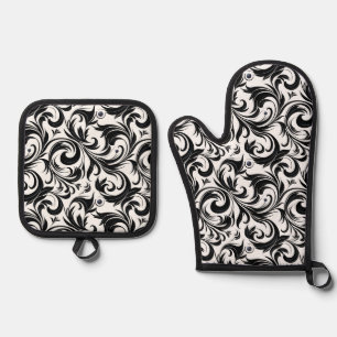 Blumendruck Ofenhandschuh & Topflappen-Set