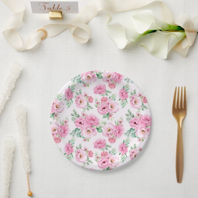 Blumendruck Pappteller (Hochzeit)