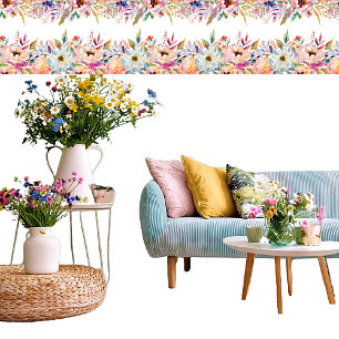 Blumendrucke an Pastell Tapete