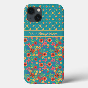 Blumendrucke auf Aquamarinem iPhone 6 Xtreme Fall 13 Hülle