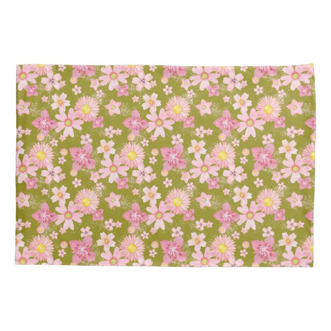 Blumendusche Schneeschuh Grüne Teppichkissen Fall Kissenbezug (Rückseite)