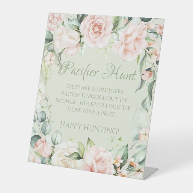 Blumendusche Schnuller Jagdspiel Sockelschild (Vorderseite)