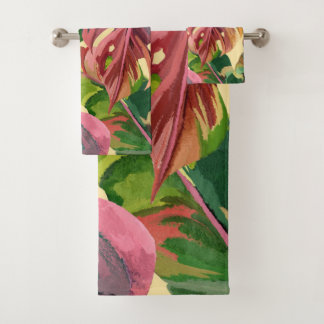 Blumenduschvorhang Badhandtuch Set