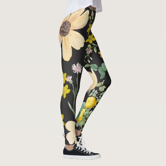Blumendusk Embrace: Leggings um Mitternacht (Rechts)