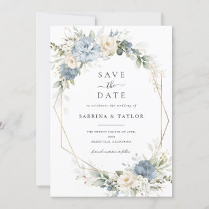 Blumendusty Blauer Hochzeitstag retten Einladung