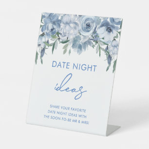 Blumendusty Blue Date Night Brautparty Sockelschild