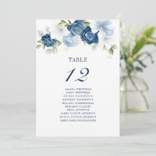 Blumendusty Blue Tischnummer 12 Hochzeitssitze