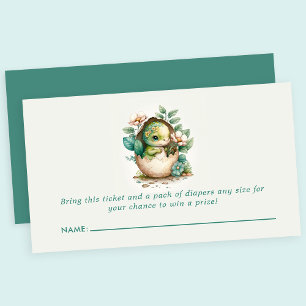 Blumeneier-Dinosaurier-Baby-Shower-Windeln-Raffle Begleitkarte
