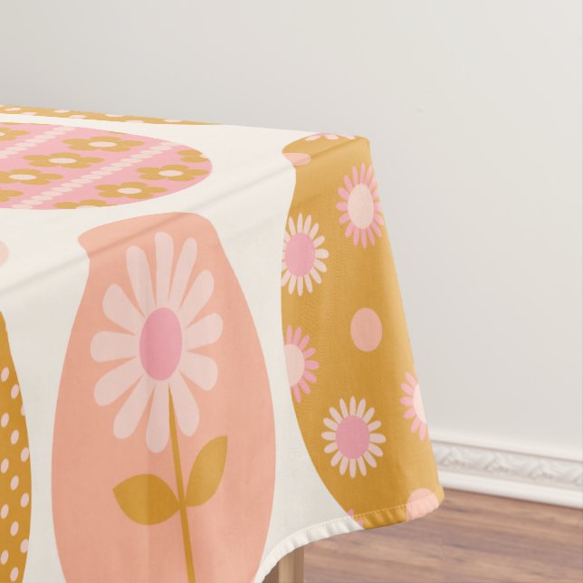 Blumeneier Muster in Boho Pink Gelb Gold Tischdecke (Beispiel)