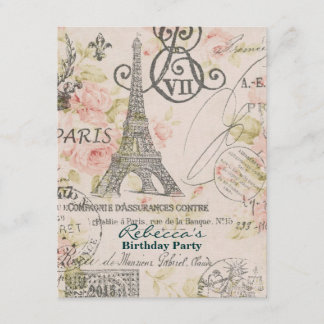Blumeneiffel-Turm Paris-Geburtstags-Party Einladung
