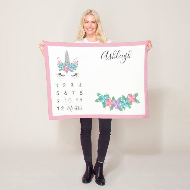 BlumenEinhorn-Baby-Monatsmeilenstein Fleecedecke (Beispiel)