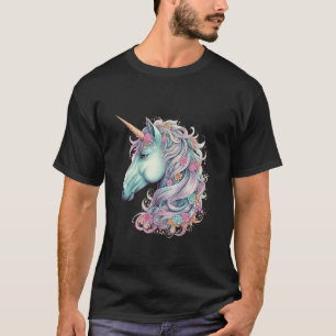 Blumeneinhorn Magie Mythisches Gehörntes Fantasie T-Shirt