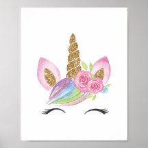 Blumeneinhorn Wasserfarbe Kinderzimmer Wanddekorat