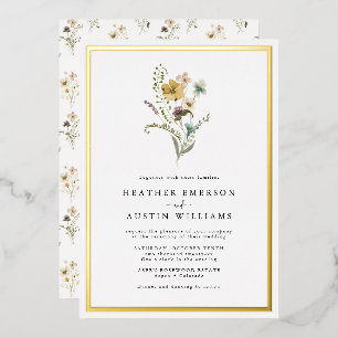 Blumeneinladung zur Hochzeit mit Folienprägung Folieneinladung