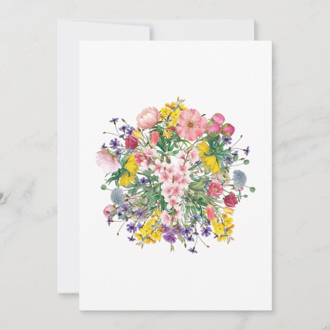 Blumeneinladungskarte, buntes botanisches Design Einladung (Vorderseite)