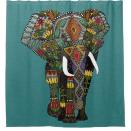 Blumenelefant aquamarin duschvorhang