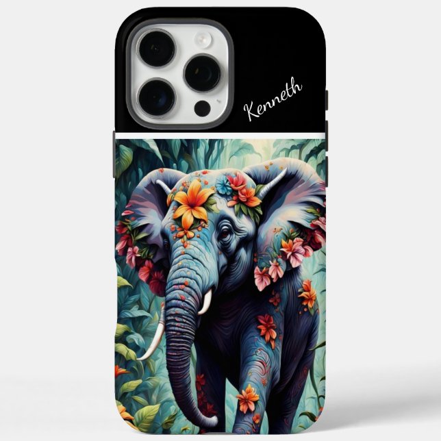 BlumenElefant im Dschungel iPhone 16 Pro Max Hülle (Rückseite)
