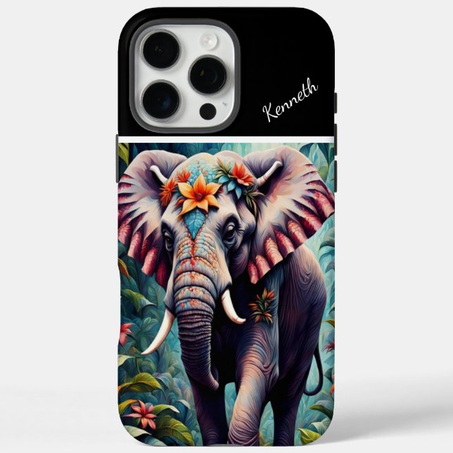 BlumenElefant im Dschungel iPhone 16 Pro Max Hülle (Rückseite)