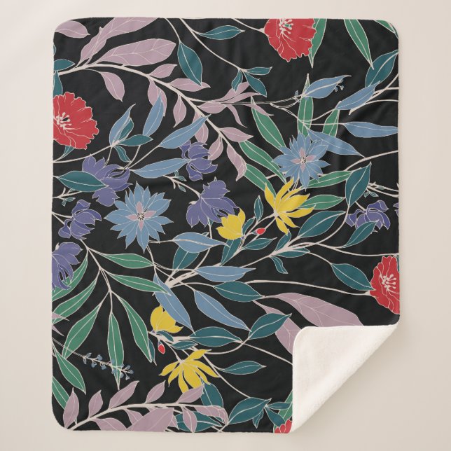 Blumenelegant: Abstrakter Vintager Hintergrund Sherpadecke (Vorderseite)