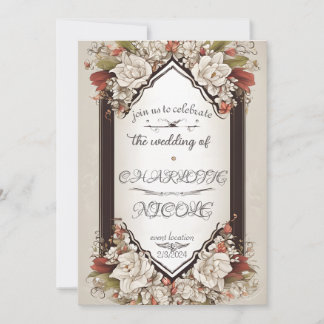 Blumenelegant - Einladungskarte für Hochzeiten