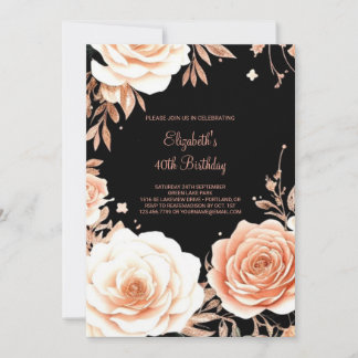 Blumenelegante Custom 40. Geburtstag Einladung