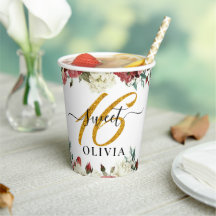Blumenelegante Sweet 16 Paper Cups