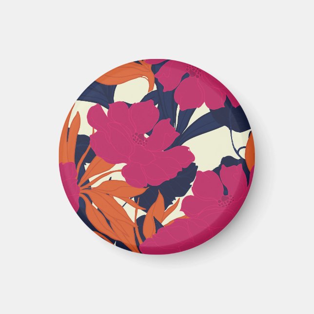 Blumeneleganz: abstraktes Muster Magnet (Vorne)