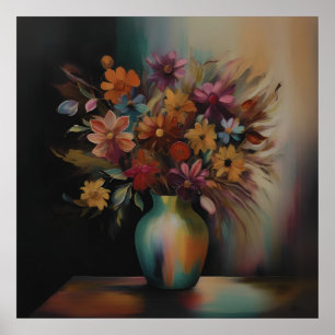 Blumeneleganz in Öl Poster