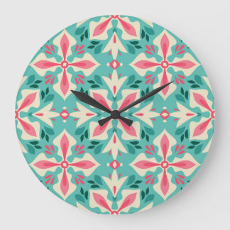 Blumeneleganz: nahtloses Vintage-Motiv. Große Wanduhr