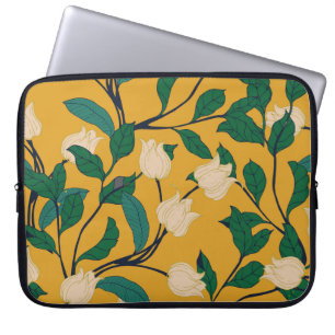 Blumeneleganz: Vintage-Blattmuster. Laptopschutzhülle