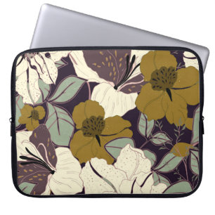 Blumeneleganz, Vintages Blattmuster. Laptopschutzhülle