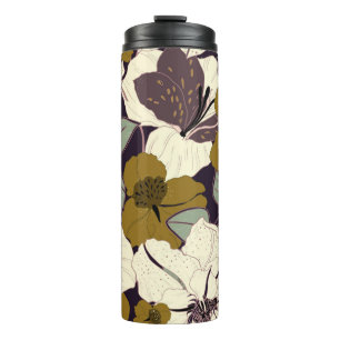 Blumeneleganz, Vintages Blattmuster. Thermosbecher