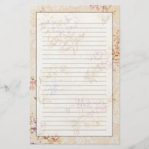 Blumenentwurf mit Pfingstrosen, Lilien und Rosen Briefpapier