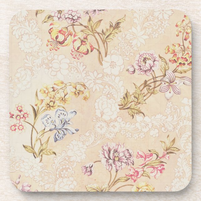 Blumenentwurf mit Pfingstrosen, Lilien und Rosen Untersetzer (Vorderseite)