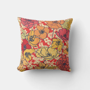 Blumenexplosion: Nahtloser Vintager Trend. Kissen