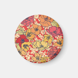 Blumenexplosion: Nahtloser Vintager Trend. Magnet