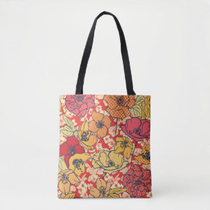 Blumenexplosion: Nahtloser Vintager Trend. Tasche
