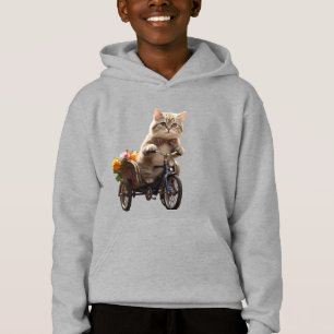 Blumenfahrt: Adorable Cat auf einem Rickshaw - Ki Hoodie