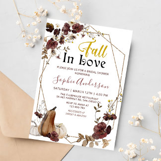Blumenfall in der Liebe Pumpkin-Brautparty Einladung