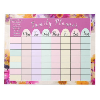Blumenfamilienplaner Notizblock