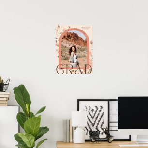 Blumenfantasie: Abschluss mit Boho-Chic-Rahmen Poster