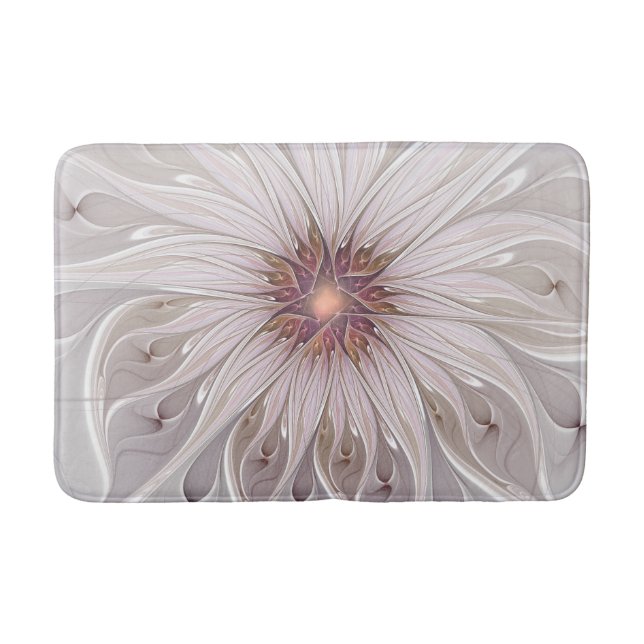 Blumenfantasie, Abstrakte moderne Pastell-Blume Badematte (Vorderseite)