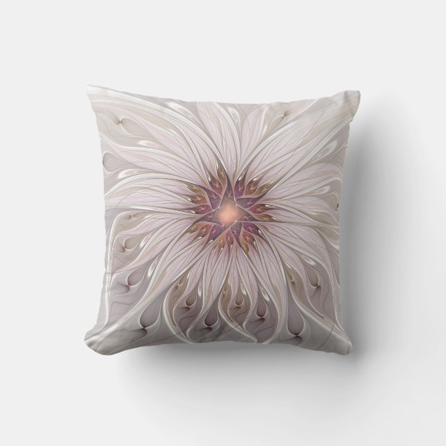 Blumenfantasie, Abstrakte moderne Pastell-Blume Kissen (Vorderseite)