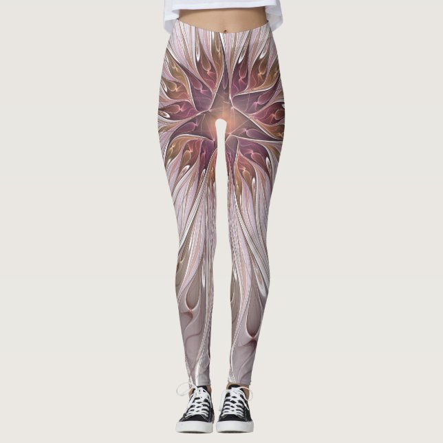 Blumenfantasie, Abstrakte moderne Pastell-Blume Leggings (Vorderseite)