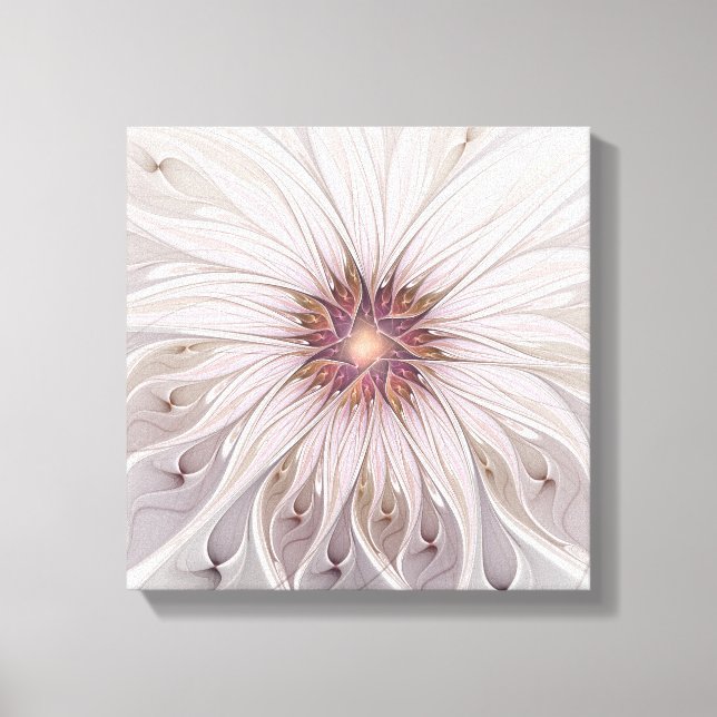 Blumenfantasie, Abstrakte moderne Pastell-Blume Leinwanddruck (Vorderseite)