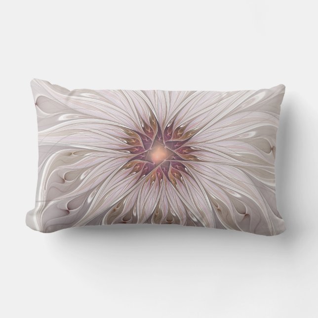 Blumenfantasie, Abstrakte moderne Pastell-Blume Lendenkissen (Vorderseite)