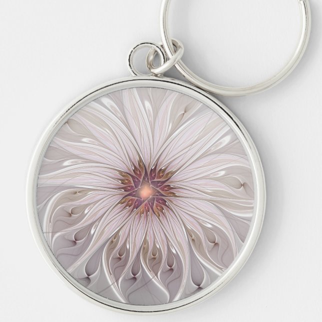 Blumenfantasie, Abstrakte moderne Pastell-Blume Schlüsselanhänger (Vorne)
