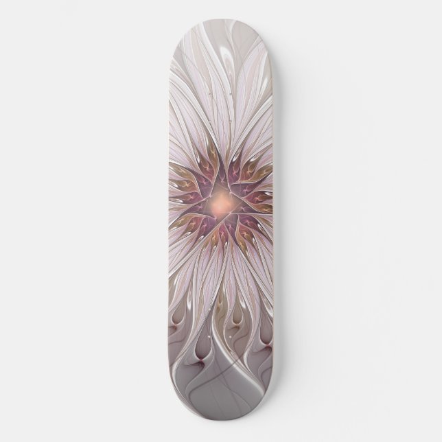 Blumenfantasie, Abstrakte moderne Pastell-Blume Skateboard (Vorderseite)