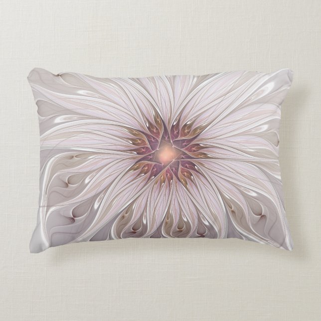 Blumenfantasie, Abstrakte moderne Pastell-Blume Zierkissen (Vorderseite)